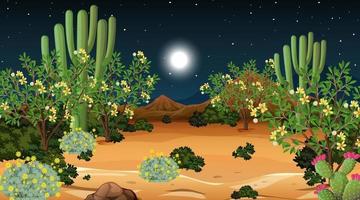 paisaje de bosque desértico en la escena nocturna vector