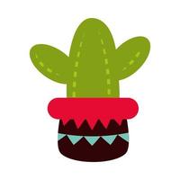 day of the dead potted cactus decoration mexican celebration icon flat style vector