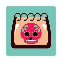 day of the dead skull in calendar reminder festival mexican celebration icon block and flat vector