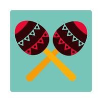 crossed maraca music instrument celebration icon block and flat vector