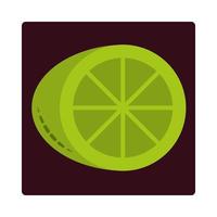 Bloque de icono de cítricos de fruta de medio limón y plano vector