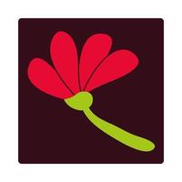 red flowers stem petals decoration icon block and flat vector