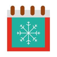 feliz navidad calendario recordatorio decoración y celebración de copo de nieve festivo estilo de icono plano vector