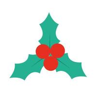 happy merry christmas mistletoe berries celebration festive flat icon style