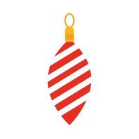 happy merry christmas striped ball decoration ornament celebration festive flat icon style vector