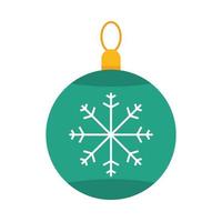 happy merry christmas green ball with snowflake decoration celebration festive flat icon style vector