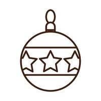 happy merry christmas decorative ball with stars ornament celebration festive linear icon style vector