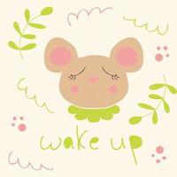 Portrait of a cute sleeping mouse vector