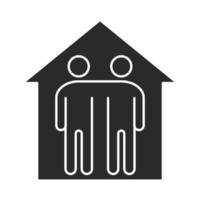 people inside home protection community and partnership silhouette icon vector