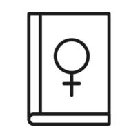 feminismo movimiento icono género signo libro derechos femeninos pictograma estilo de línea vector