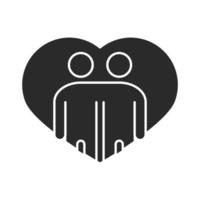 people hugging together inside heart community and partnership silhouette icon vector