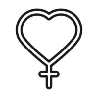 icono de movimiento de feminismo en forma de corazón signo de género derechos femeninos pictograma estilo de línea vector