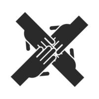 together hands group people community and partnership silhouette icon vector