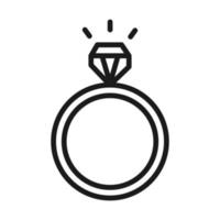 wedding ring with diamond jewelry pictogram line style vector