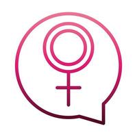 feminism movement icon gender sign talk bubble female rights gradient style vector