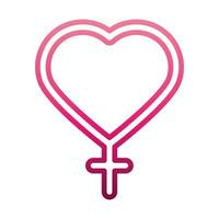 icono de movimiento de feminismo en forma de corazón signo de género derechos femeninos estilo degradado vector