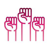 feminism movement icon fists raised up female rights gradient style vector