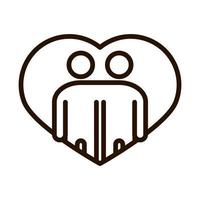 people hugging together inside heart community and partnership line icon vector