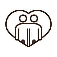 people hugging together inside heart community and partnership line icon vector