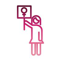 feminism movement icon woman with gender sign in placard female rights gradient style vector