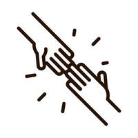 hands supporting community and partnership line icon vector