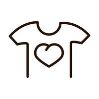 shirt with heart print charity donation and love line icon
