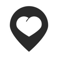 location pointer heart love charity donation silhouette icon vector