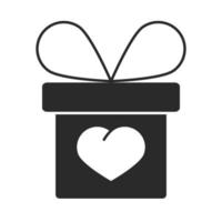 caja de regalo, corazón, dar, caridad, donación, y, amor, silueta, icono vector