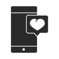smartphone online heart charity donation and love silhouette icon vector