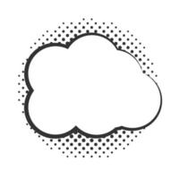 arte pop nube discurso burbuja semitono estilo diseño lineal fondo blanco vector