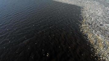schwimmendes Eis auf einem Fluss Luftaufnahme video