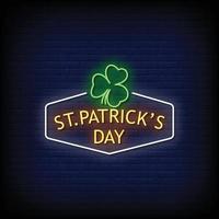 St Patricks Day Neon Signs Style Text Vector