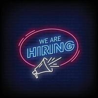 We are Hiring Neon Signs Style Text Vector