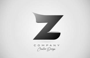 Logotipo del icono de la letra z del alfabeto en degradado negro. diseño creativo para negocios y empresa. vector
