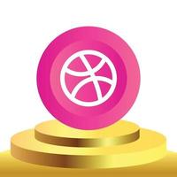 social media dribble 3d icon vector