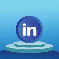 redes sociales icono de linkedin 3d vector