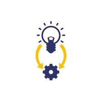 Implementation icon, ideas execution vector
