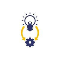 Implementation icon, ideas execution vector