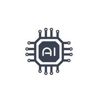 icono de tecnología de inteligencia artificial de chipset ai en blanco vector