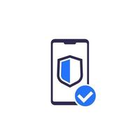 Mobile security icon on white vector
