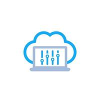Cloud settings hosting configuration icon on white vector