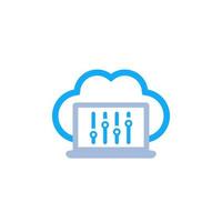 Cloud settings hosting configuration icon on white vector
