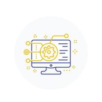 codificación, desarrollo de software, integración de aplicaciones, icono de programación, lineal vector