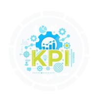 kpi, indicador clave de rendimiento, concepto de gestión, vector de análisis empresarial