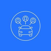 carsharing linear icon with users and car vector