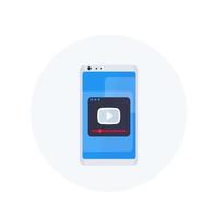 play video, player window on smartphone screen vector icon