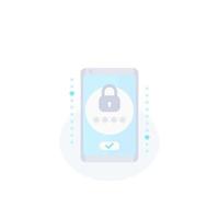 Mobile security, password access and authentication vector icon