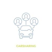 carsharing vector icon on white, linear style