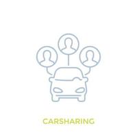 carsharing vector icon on white, linear style