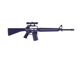 rifle de asalto, pistola automática con visor óptico vector